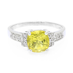 Anello placcato in platino con Apatite Gialla