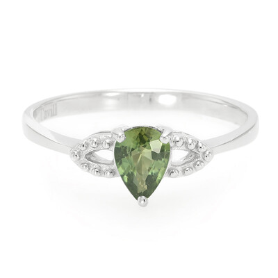 Anello placcato in platino con Zaffiro del Mozambico