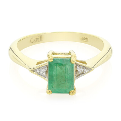 Anello placcato in oro con Smeraldo Bahia