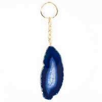 Portachiavi in acciaio inossidabile con Agata Blu