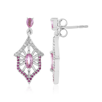 Orecchini in argento con Zaffiro Ceylon Rosa (non riscaldato)