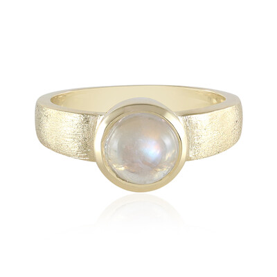 Anello in oro con Pietra di Luna Arcobaleno AAA (Adela Gold)