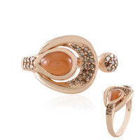Anello in argento con Pietra di Luna Cioccolato (KM by Juwelo)