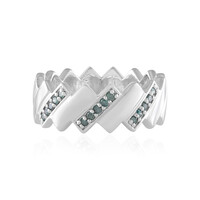 Anello in argento con Diamante Blu I2