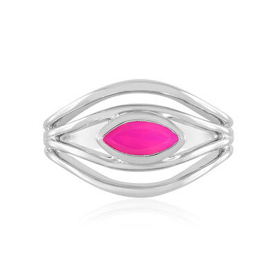 Anello in argento con Calcedonio Lampone