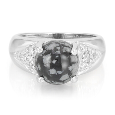 Anello da uomo in argento con Ossidiana Fiocco di Neve