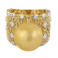 Anello in oro con Perla Dorata dei Mari del Sud (TPC)