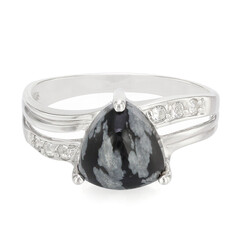 Anello in argento con Ossidiana Fiocco di Neve