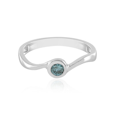 Anello in oro con Diamante Blu Cielo I1