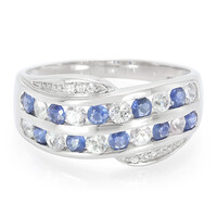 Anello in argento con Zaffiro Kanchanaburi e Zaffiro Bianco