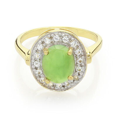 Anello placcato in oro con Crisoprasio Imperiale