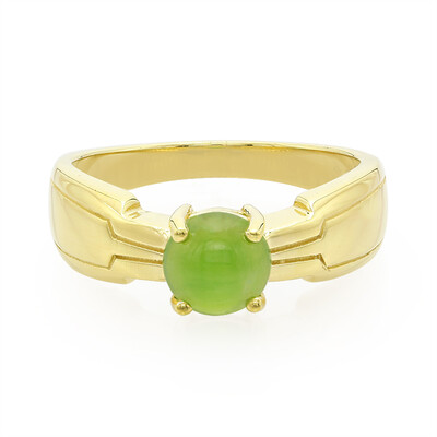 Anello da uomo placcato in oro con Crisoprasio Imperiale