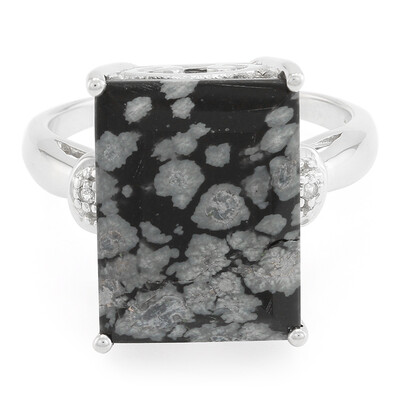 Anello in argento con Ossidiana Fiocco di Neve