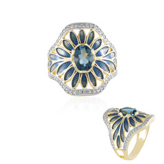 Anello in argento con Topazio Blu Londra (Adela Silber)