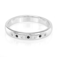 Anello da uomo in argento con Zaffiro Bianco e Spinello Nero