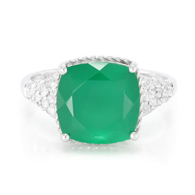 Anello in argento con Calcedonio Verde