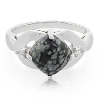 Anello in argento con Ossidiana Fiocco di Neve