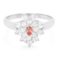 Anello placcato in platino con Zaffiro Padparadscha