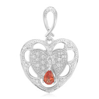 Ciondolo placcato in platino con Zaffiro Padparadscha