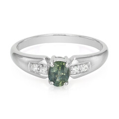 Anello placcato in platino con Zaffiro Peacock (non riscaldato)