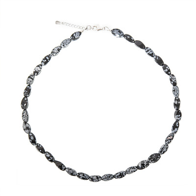 Collana in argento con Ossidiana Fiocco di Neve