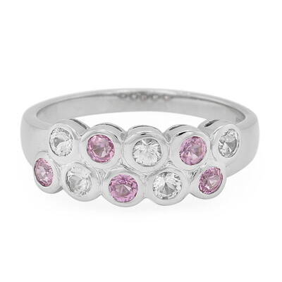 Anello in argento con Zaffiro Rosa Ceylon e Zaffiro Bianco