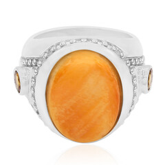 Anello in argento con Conchiglia di Ostrica Spinosa Arancione