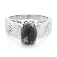 Anello in argento con Ossidiana Fiocco di Neve