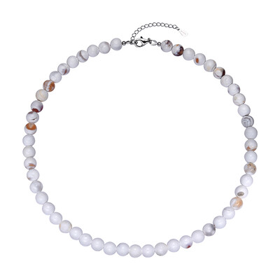 Collana in argento con Agata porcellana bianca