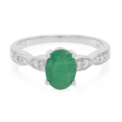 Anello placcato in platino con Smeraldo Bahia