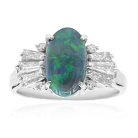 Anello in platino con Opale Nero di Lightning Ridge (CIRARI)