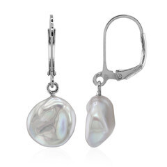 Orecchini in argento con Perla d'Acqua Dolce Keshi Argentata (TPC)