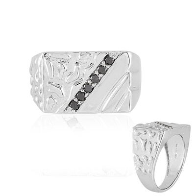 Anello da uomo in argento con Diamante Nero