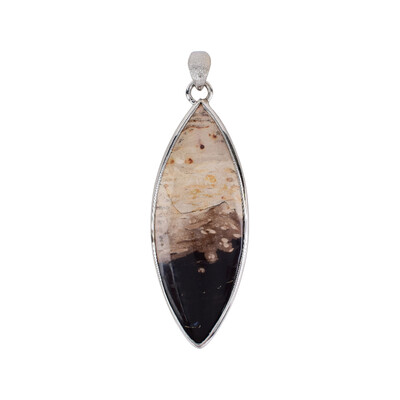 Ciondolo in argento con Legno Fossile