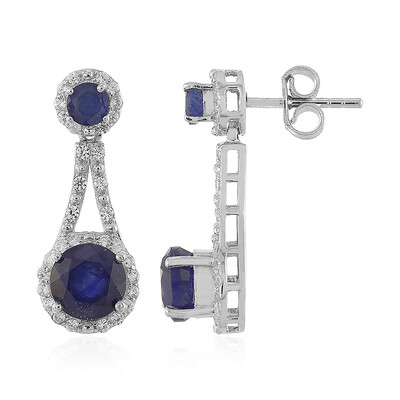 Orecchini in argento con Zaffiro Blu del Madagascar