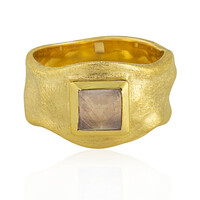 Anello placcato in oro con Quarzo Rosa