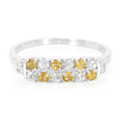 Anello in argento con Citrino e Zaffiro Bianco
