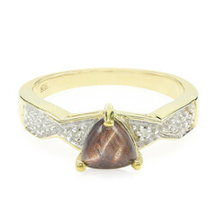 Anello placcato in oro con Occhio di Tigre Rosso
