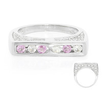 Anello da uomo in argento con Zaffiro Rosa Ceylon e Zaffiro Bianco