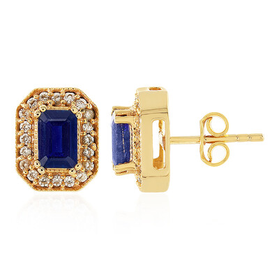 Orecchini in argento con Zaffiro Blu del Madagascar
