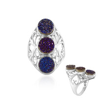 Anello in argento con Agata Glitter Lavanda