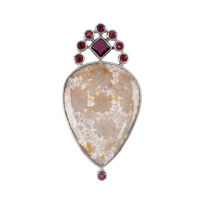 Ciondolo in argento con Corallo Pietrificato
