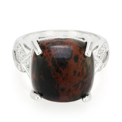 Anello in argento con Ossidiana Mogano