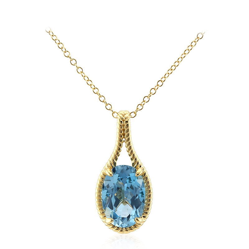 Collana In Argento Sterling Con Gocce D'acqua, Topazio Azzurro E - Foto 9