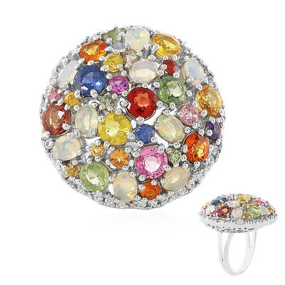 Anello in argento con Zaffiro Fancy