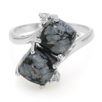 Anello in argento con Ossidiana Fiocco di Neve