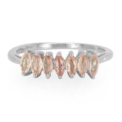 Anello placcato in platino con Zaffiro Padparadscha