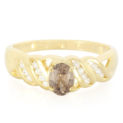 Anello placcato in oro con Zircone Cannella