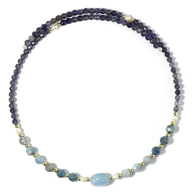 Collana rigida in acciaio con Acquamarina Brasiliana (Riya)