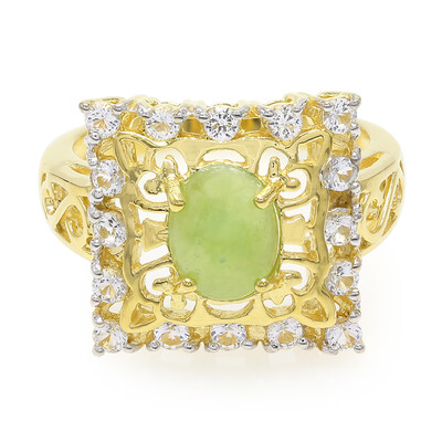 Anello placcato in oro con Crisoprasio Imperiale
